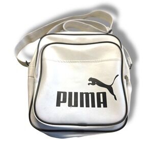 Vintage Puma‎ Messenger Shoulder Bag Gym Bag -  Logo - White -  13 X 12 X 3
